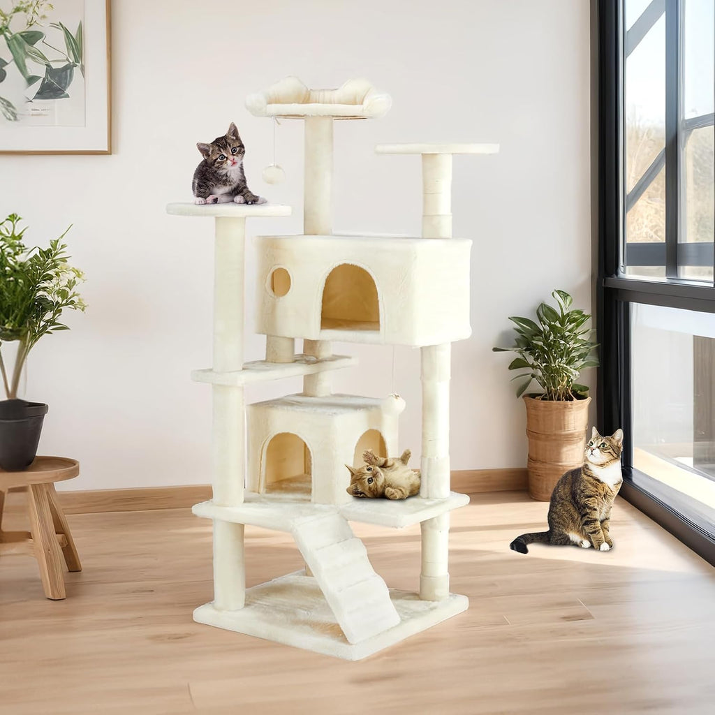 54-inch Cat Tree Tower with Scratching Posts, Indoor Use