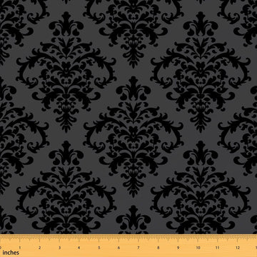 Black Damask Fabric by The Yard Vintage Flowers Bohemian