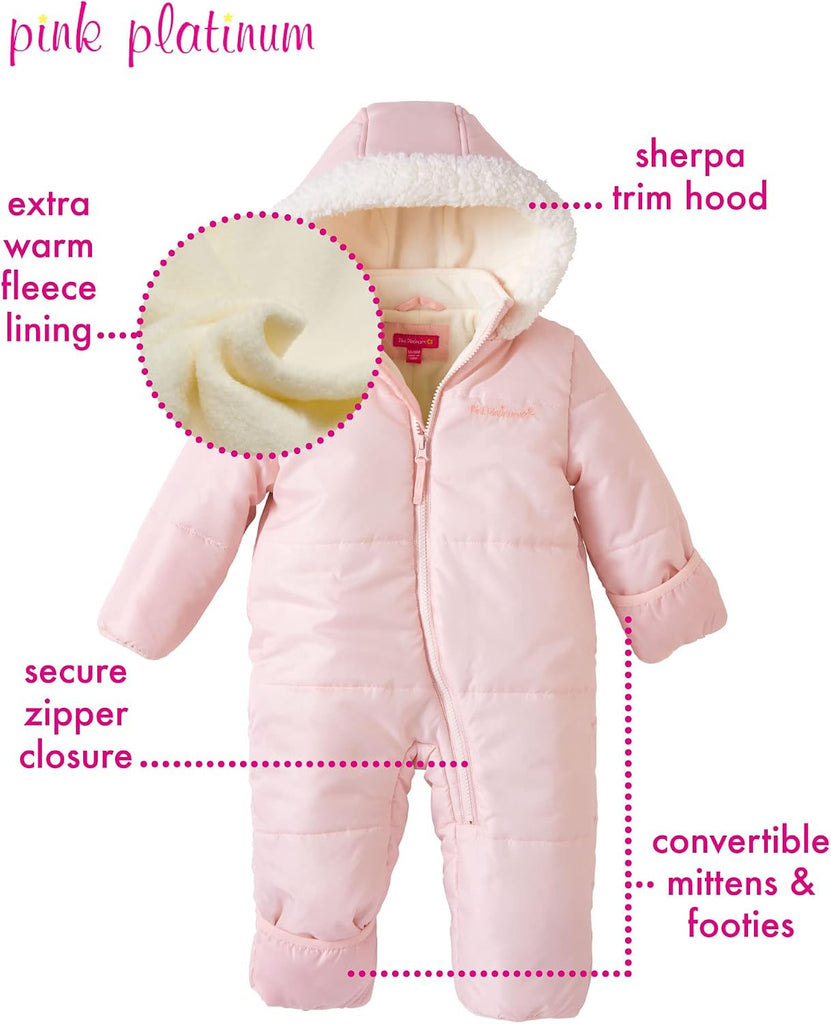Baby Girls Hooded Snowsuit Onesie Winter Bunting