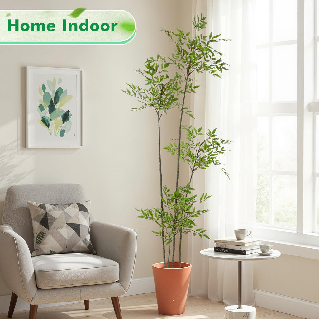 6ft Faux Bamboo Tree Nandina, Artificial Floor Plant, Green