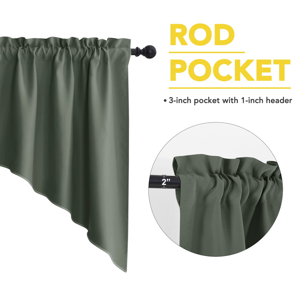 Short Curtains for Small Windows, Thermal Insutaled Room Darkening Farmhouse Curtain Shade Rod Pocket Swag Curtain