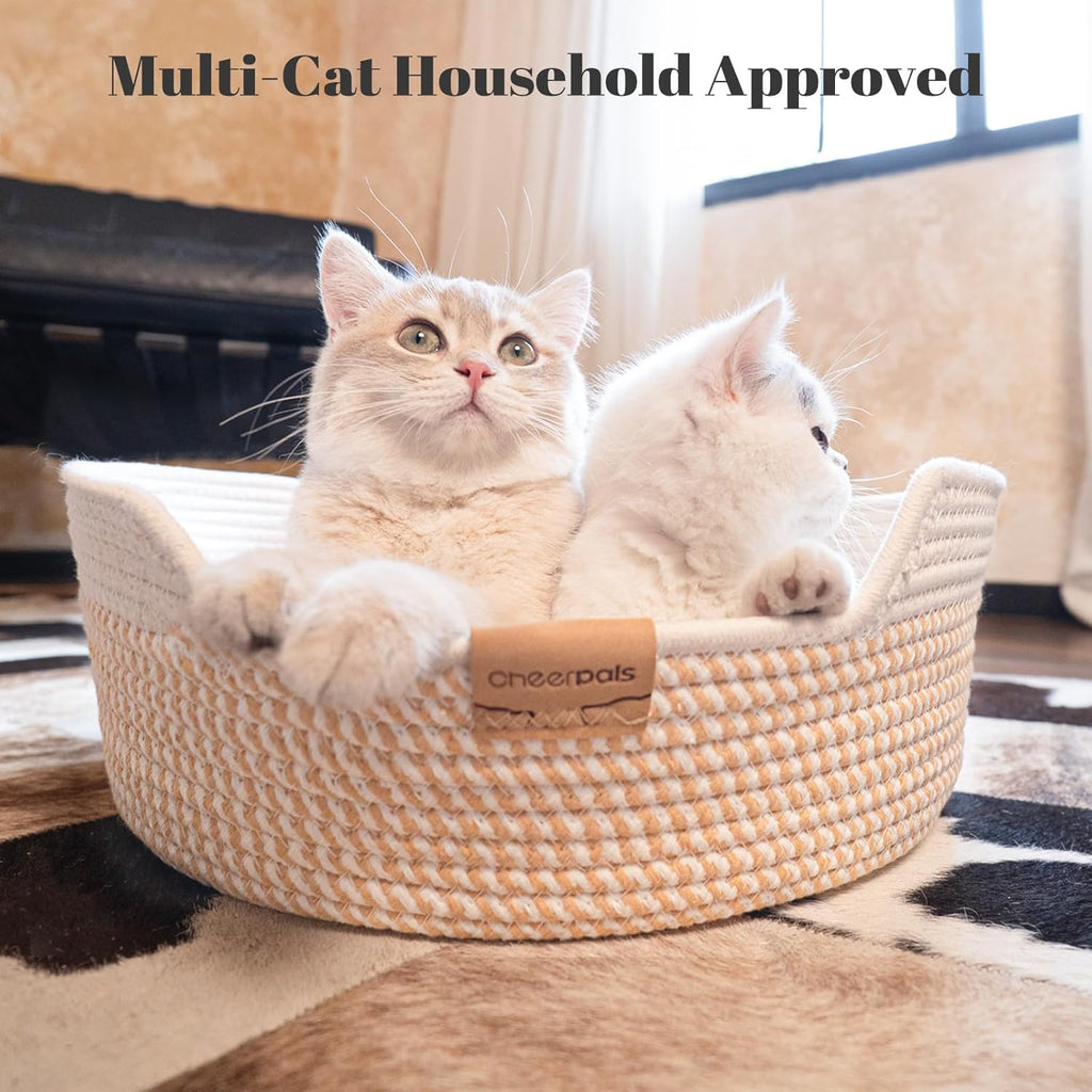 Handwoven Cat Basket Bed Cooling for Indoor Cat with Cushion