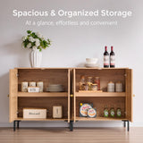 Modern Buffet Cabinet with Storage, 92.63" W Fluted Arched Sideboard Cabinet w/Adjustable Shelves