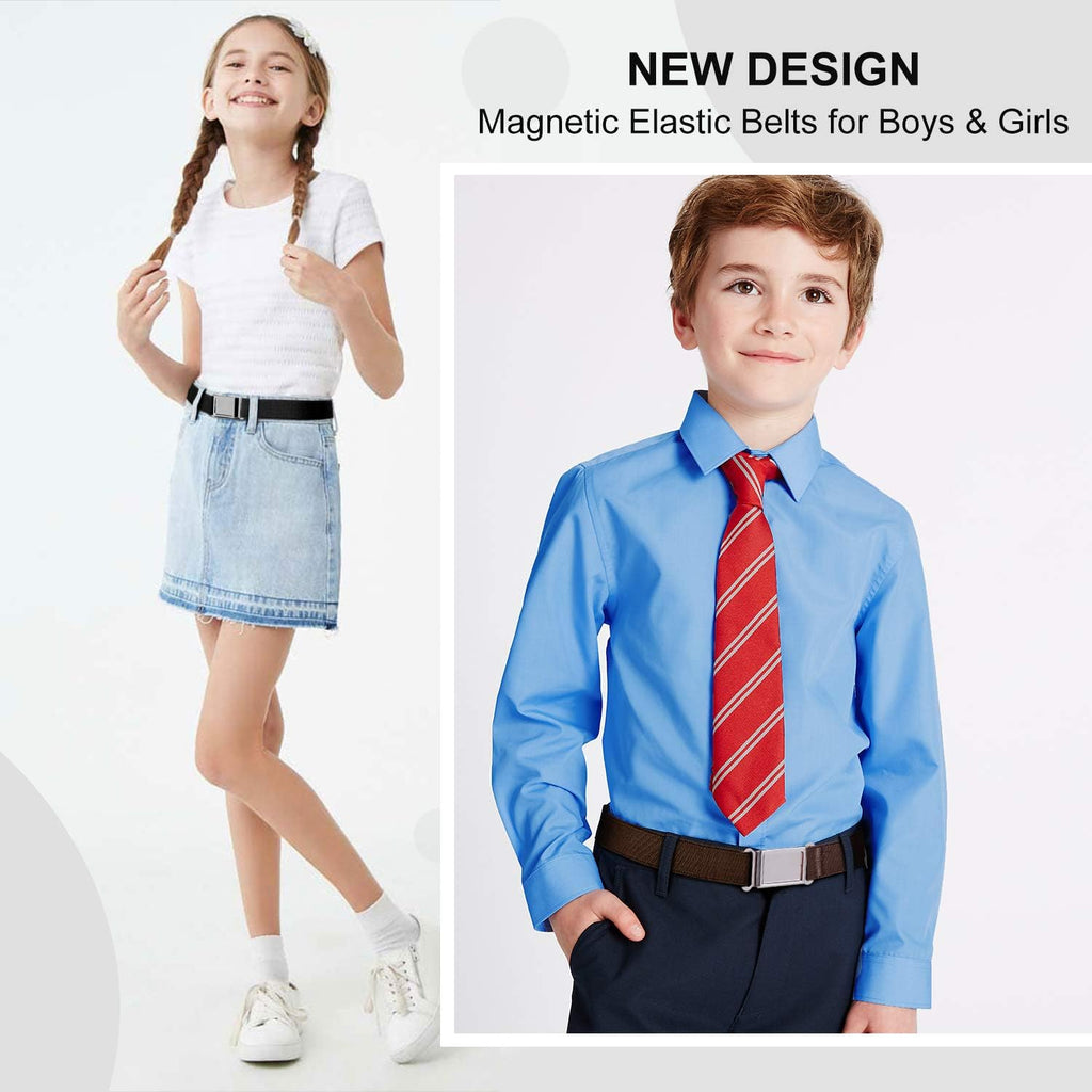 Kids Adjustable Magnetic Belt Boys Girls Elastic Belt with Easy Magnetic Buckle for Back to School Girls