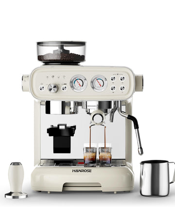 Espresso Machine with Grinder and Milk Frother, 20 Bar ULKA Pump
