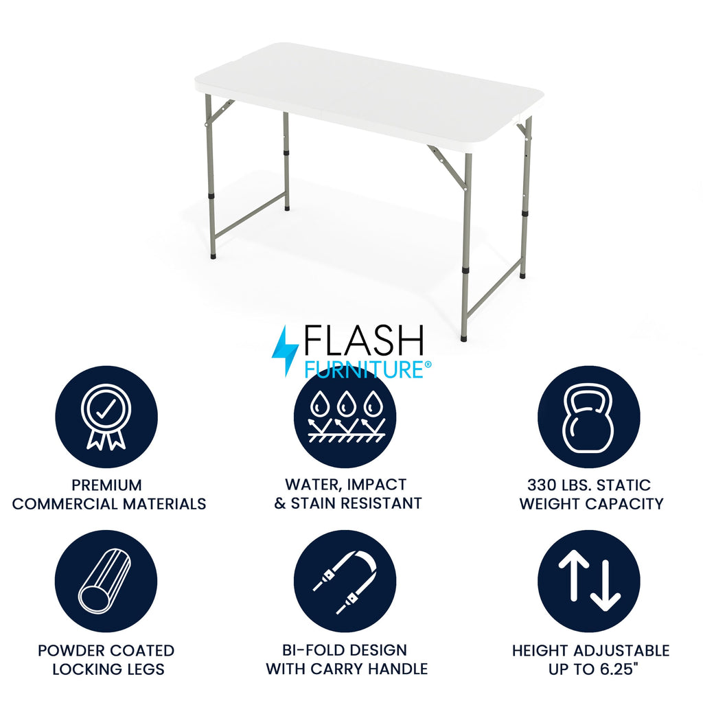 4-Foot Bi-Fold Granite White Plastic Folding Table