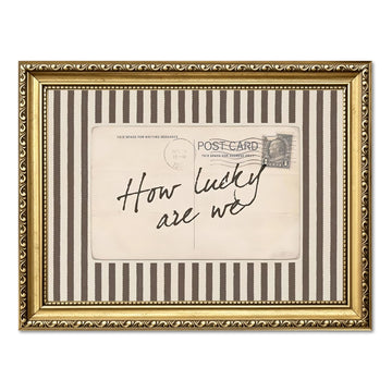 How Lucky Are We Wall Art Vintage Striped Letter Postcard Wall Decor Picture Trendy Preppy Inspirational Quote Poster