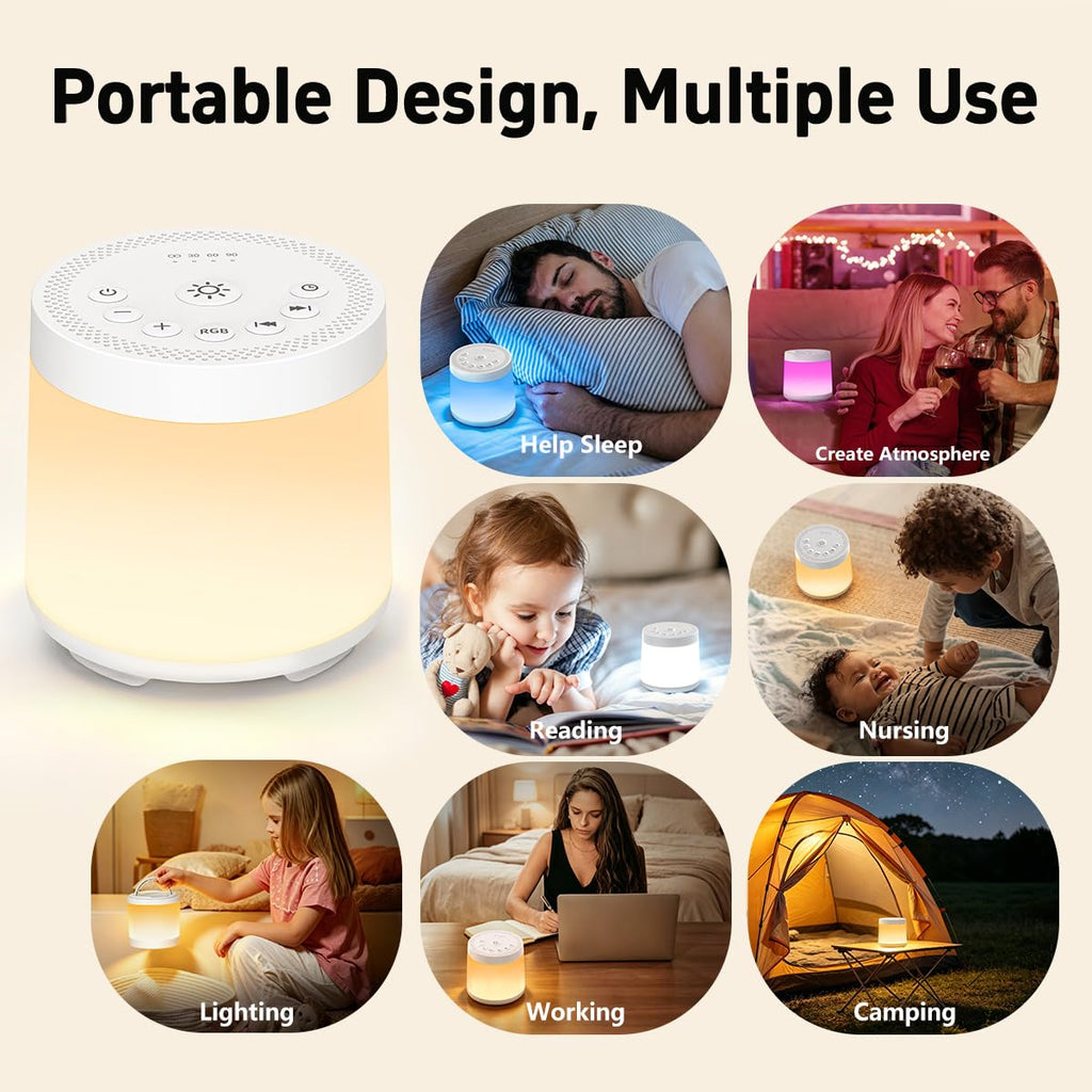 Rechargeable Nursery Night Light Sound White Noise Machine for Baby Kids Adults with Sounds 30 Sleeping Sounds 12