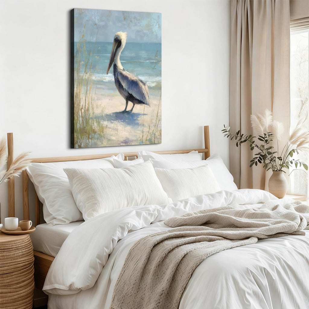 Watercolor Pelican Wall Art Decor Bohemian Bird Nature Landscape Poster Abstract Coastal Beach Wall Paintings Seaside