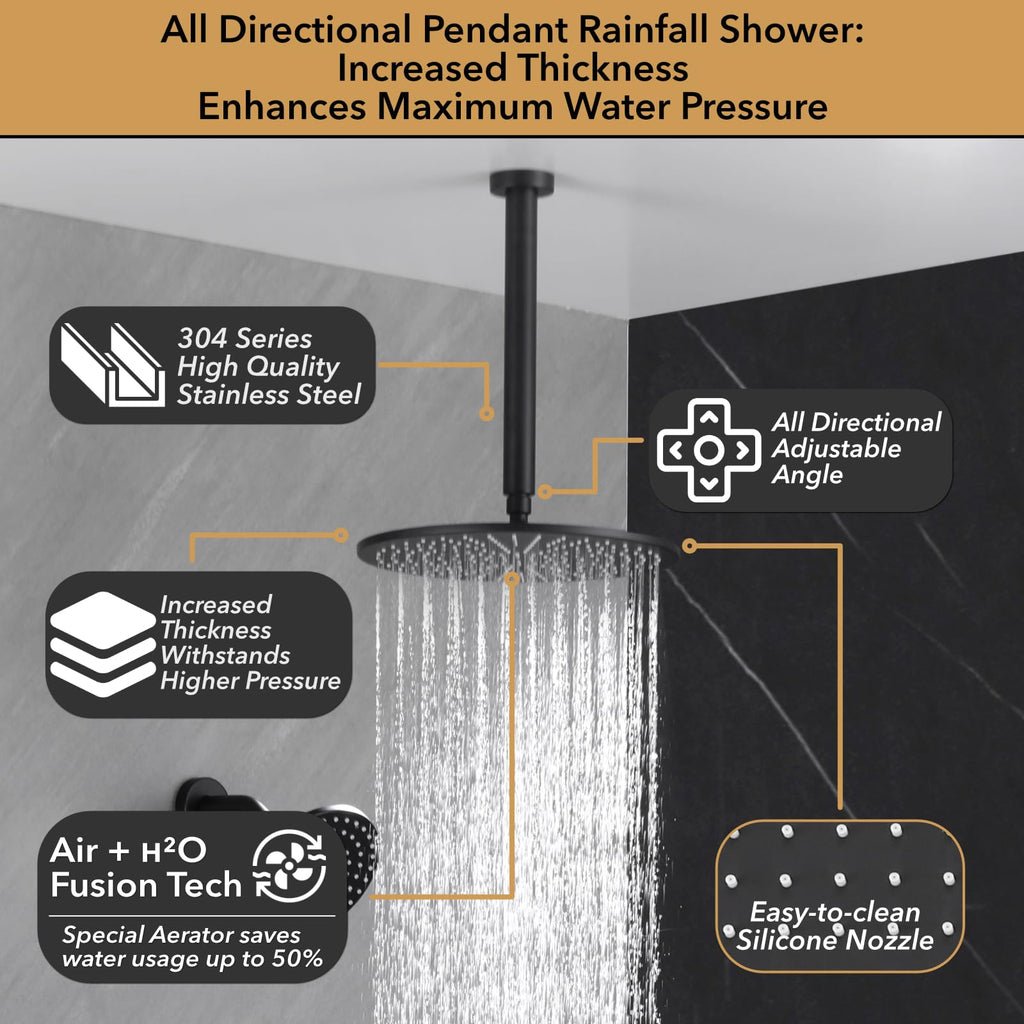 Thermostatic Shower Faucet Set Matte Black Shower System