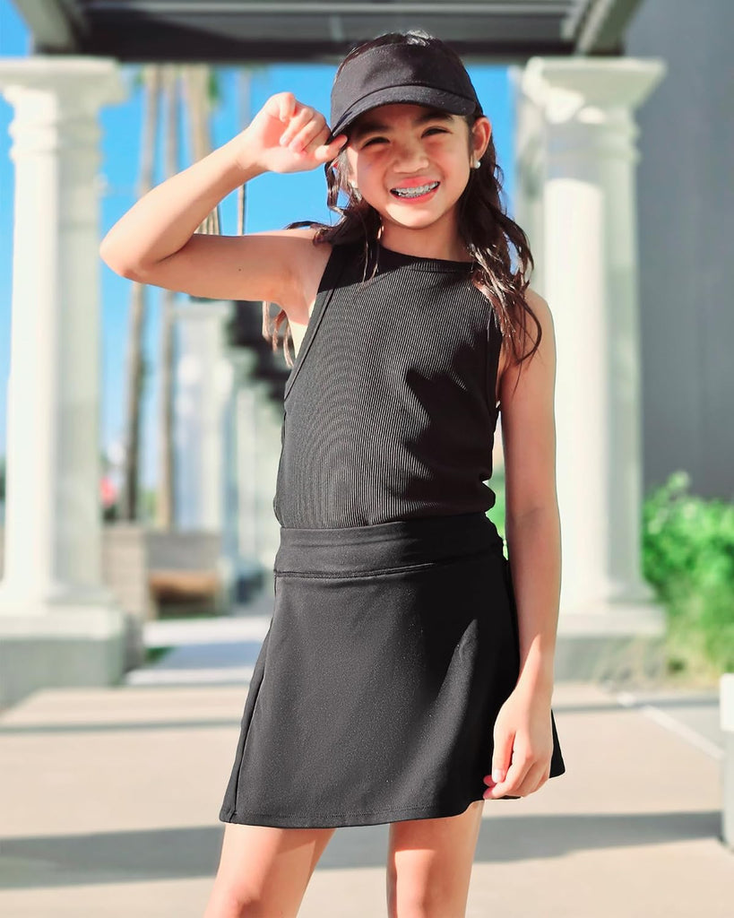 Girls A-Line Tennis Skort with Built-in Shorts for Sports Play