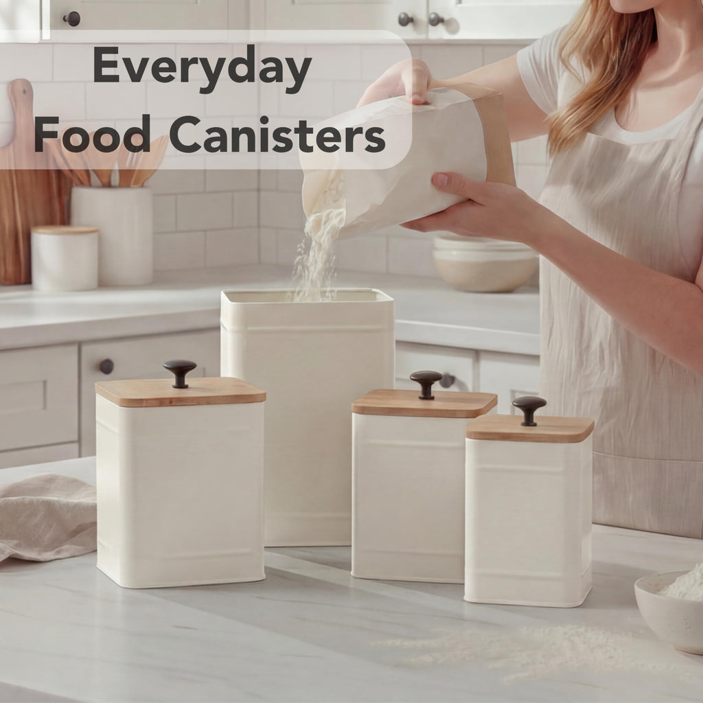 Kitchen Canisters, Airtight Canister Sets Counter, Kitchen Canisters for Countertop Set of 4, Coffee Tea Sugar Flour
