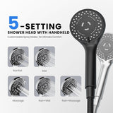 Wide Rain Shower Head With 5 Modes Handheld Showerheads