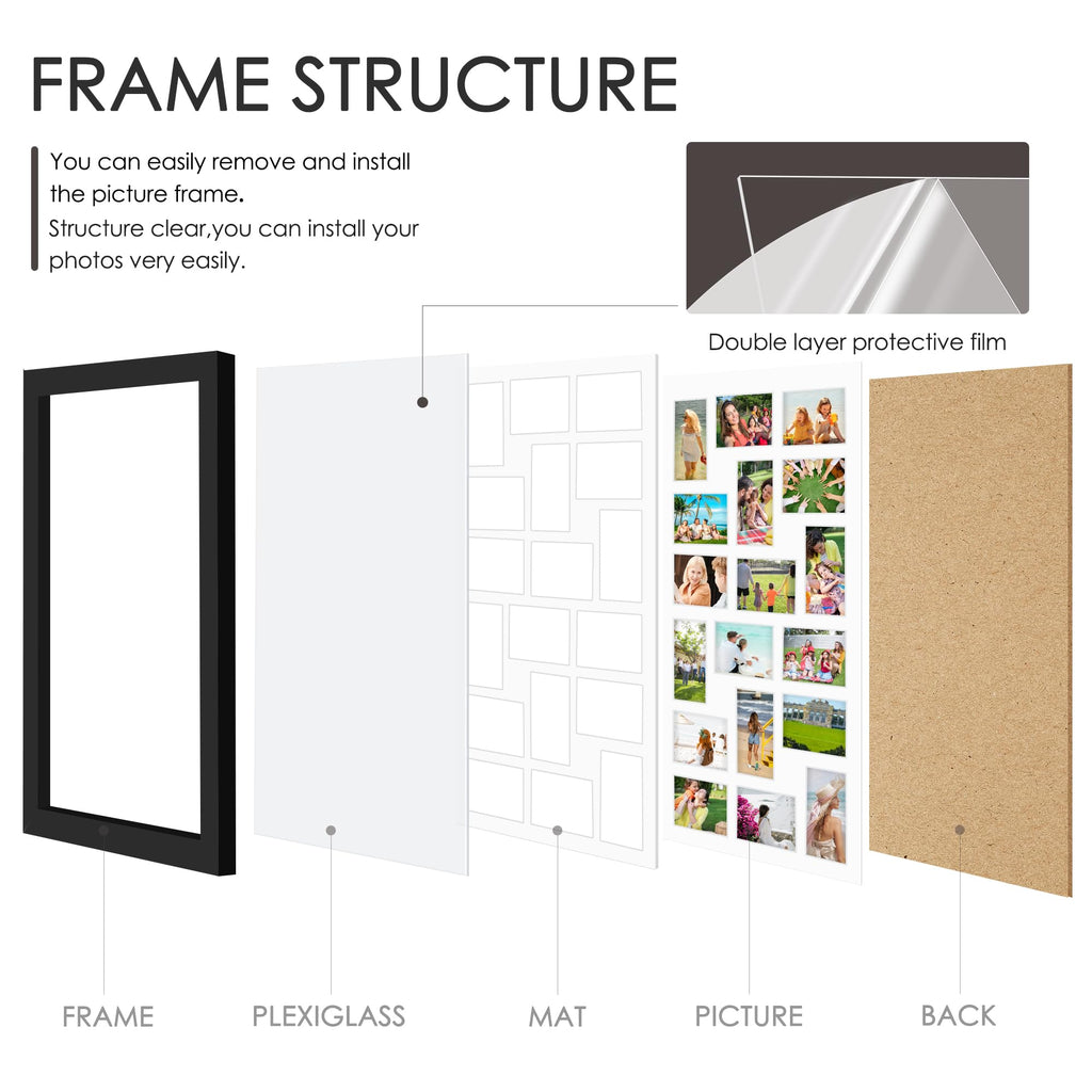 18x30 Collage Frame For 18 4x6 Photos Black