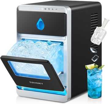 LunaArc Crescent Ice Maker Countertop, 16Pcs Ready in 12Mins, 1600Pcs/Day, Auto Deep Cleaning, Timer, Adjustable Ice