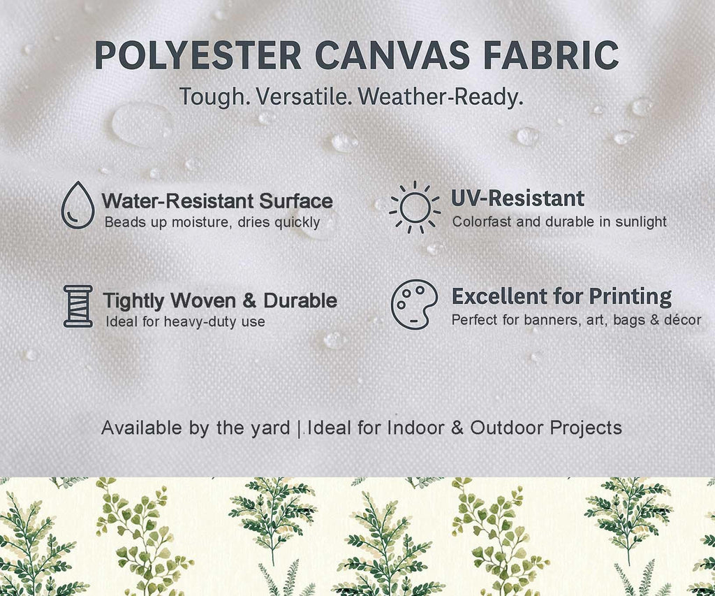 56 Inch Wide Polyester Canvas Fabric by 10 Yard - Leaves Pattern - Off White - Water-Resistant Outdoor & Upholstery