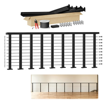 28-32ft Black Complete Cable Railing Kit for Decks 36in RC01