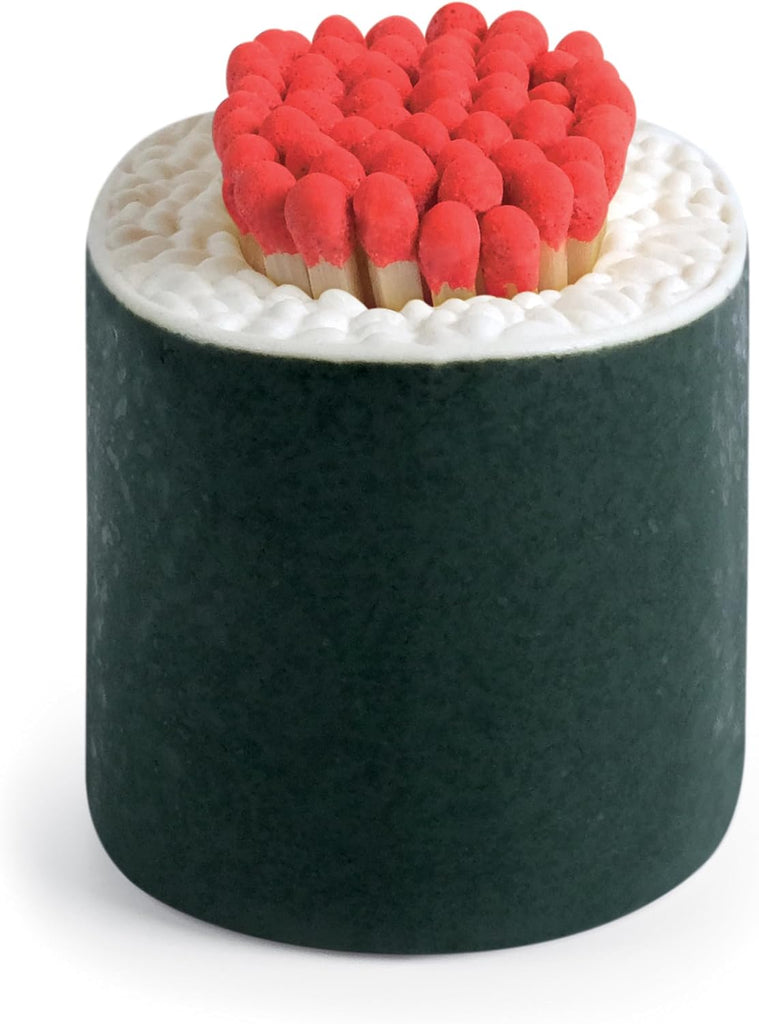Genuine Fred FIRE ROLL Sushi Match Striker and Storage, Decorative Ceramic Match Holder