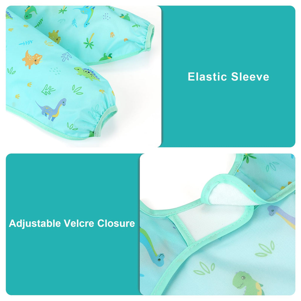 5 Pack Long Sleeve Bibs, Baby Smock Waterproof Sleeved Bib Smock for Baby Toddler 6-24 Months