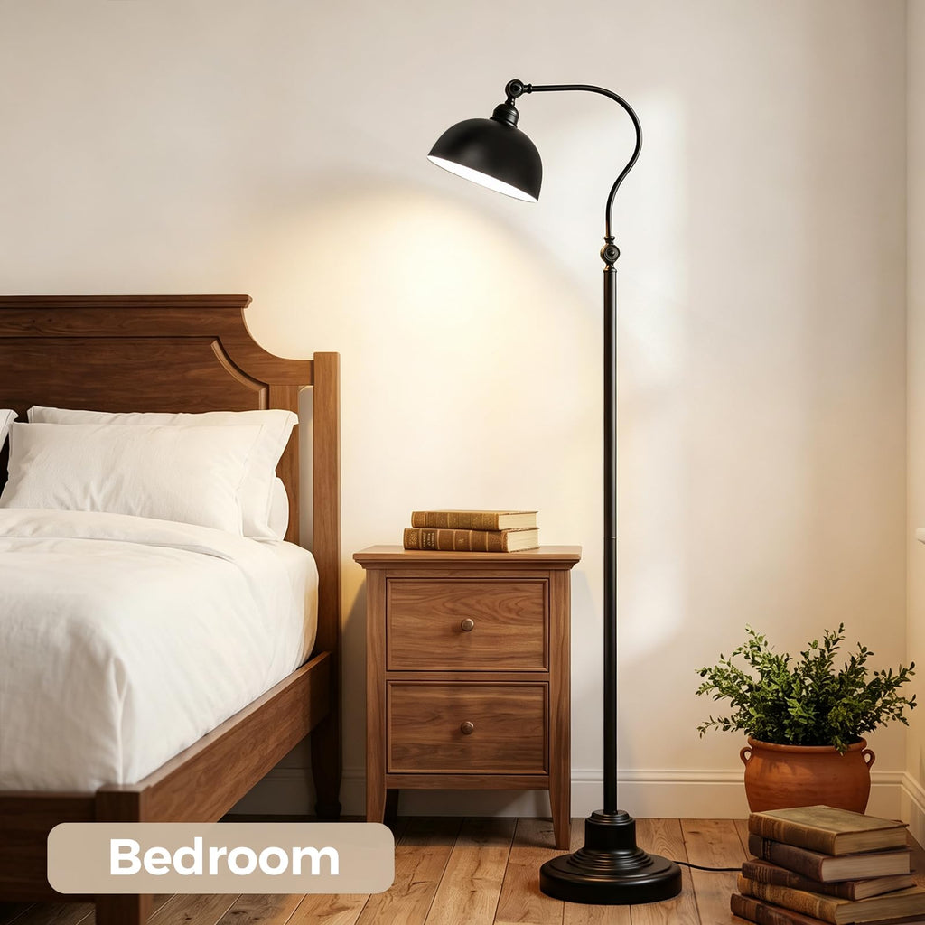 Black Vintage Industrial Floor Lamp, Gooseneck Standing Lamp