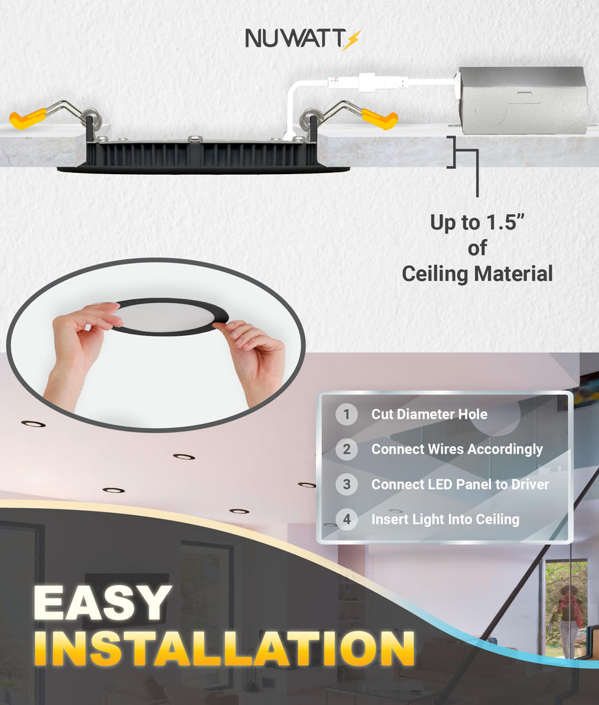 12 Pack 4 Inch LED Black Recessed Lights, 5CCT 2700-5000K, Dimmable