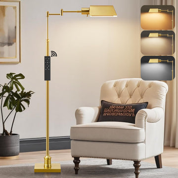 Traditional Height Adjustable Pharmacy Floor Lamp with 350° Swing Arm, Color Temperature Adjustable Standing Lamp