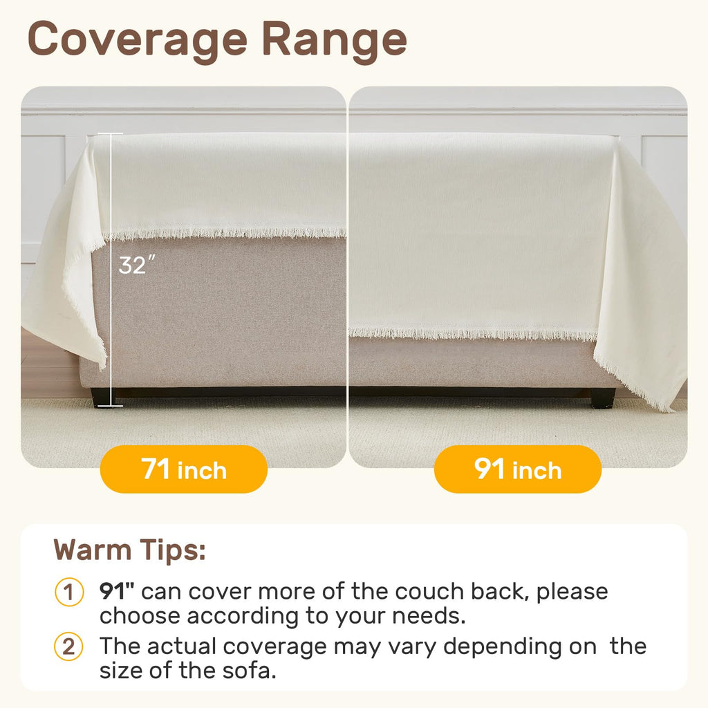 2 Pieces Sectional Couch Covers L Shaped Cover XL Cream White