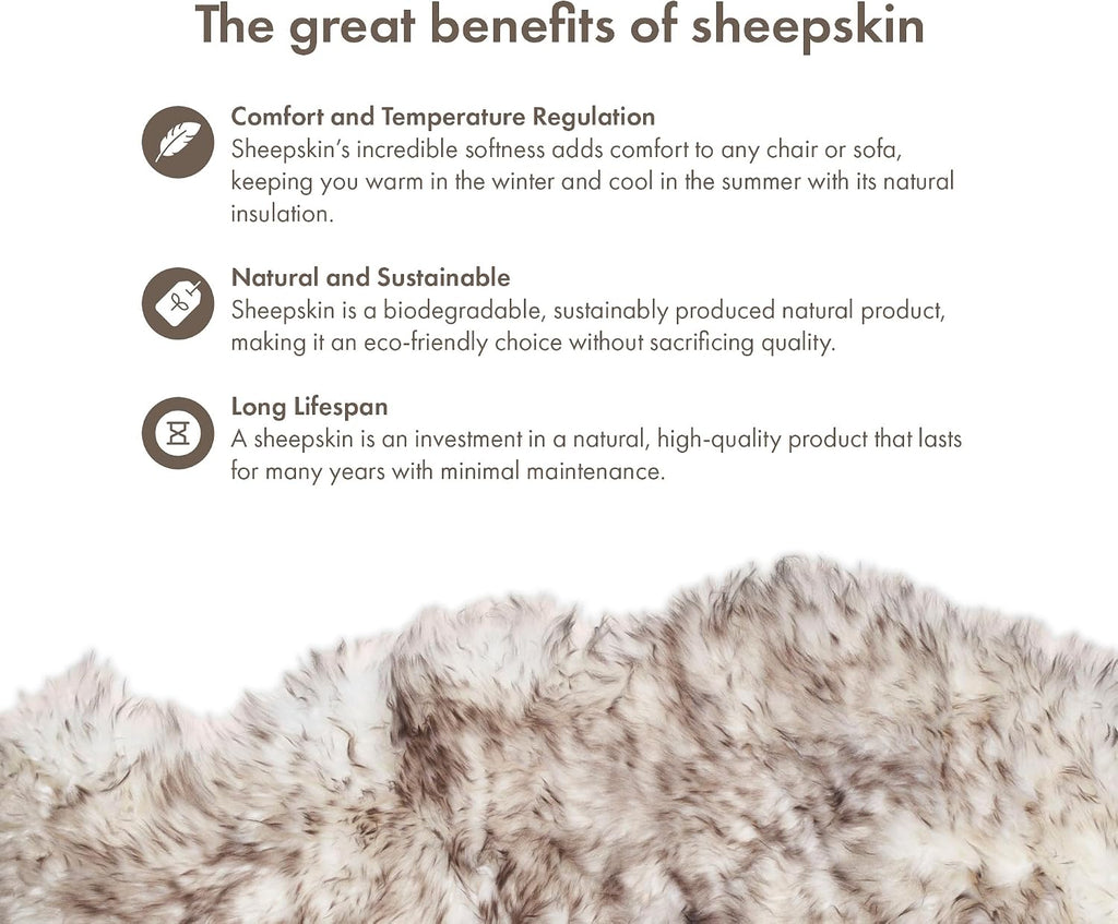 Sheepskin Fur Rug Long Hair, Snow Peak