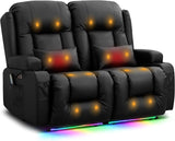 TUNYI Power Loveseat Recliner Sofa - Home Theater Seating with Massage & Heat Faux Leather RV Recliner Loveseat Sofa