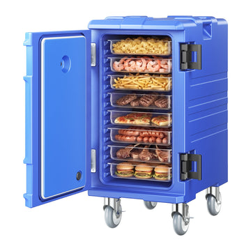 Insulated Food Pan Carrier, 127 Qt Hot Box for Catering, LLDPE Food Box Carrier w/Double Buckles, Front Loading Food