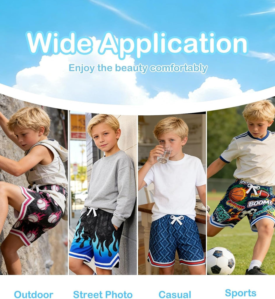 Boys Athletic Shorts Breathable Quick Dry Mesh Basketball Shorts