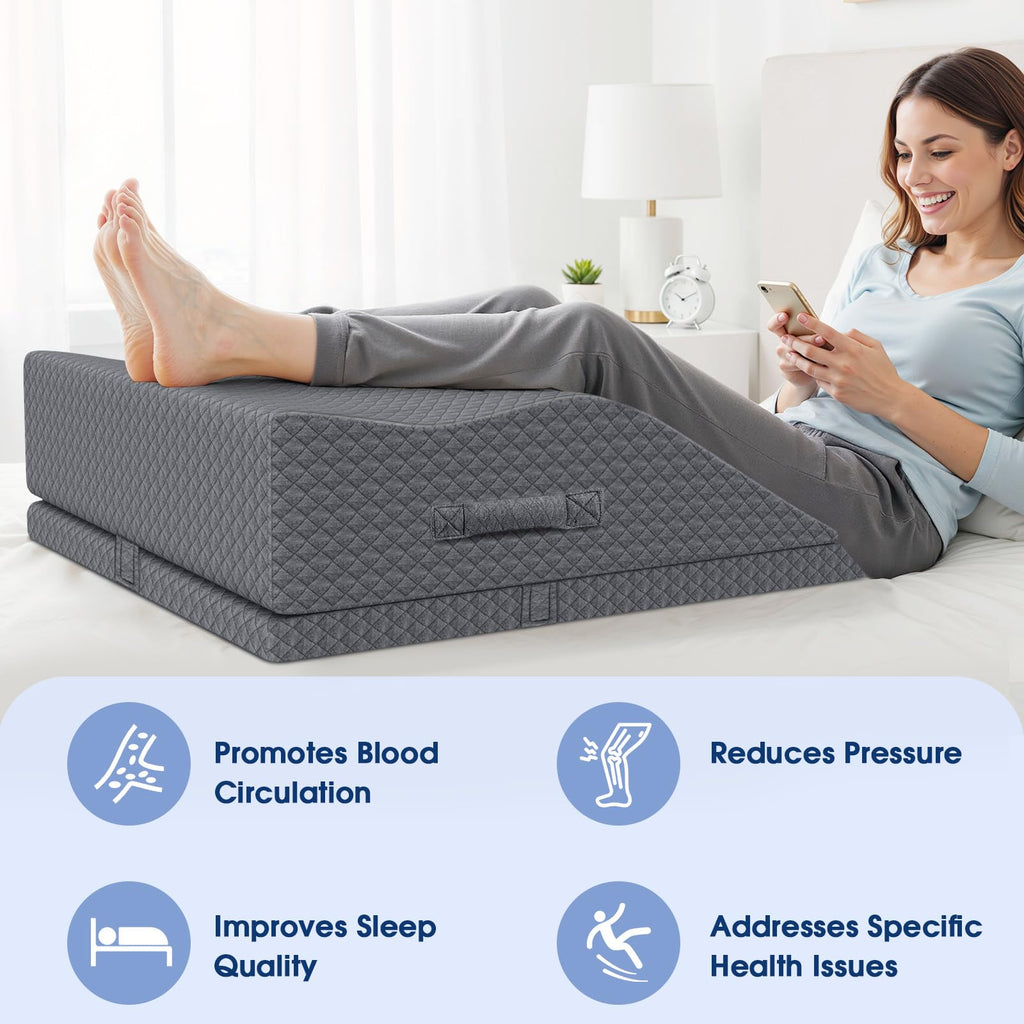 Elevation Pillows for Leg After Surgery, Adjustable Wedge Pillow, Grey
