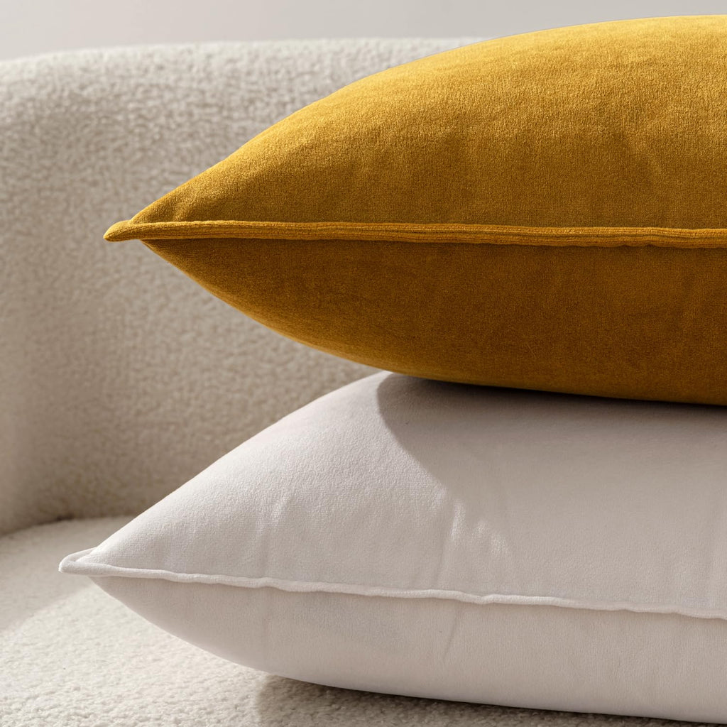 Decorative Mustard Yellow Velvet Throw Pillow Covers for Couch 18x18