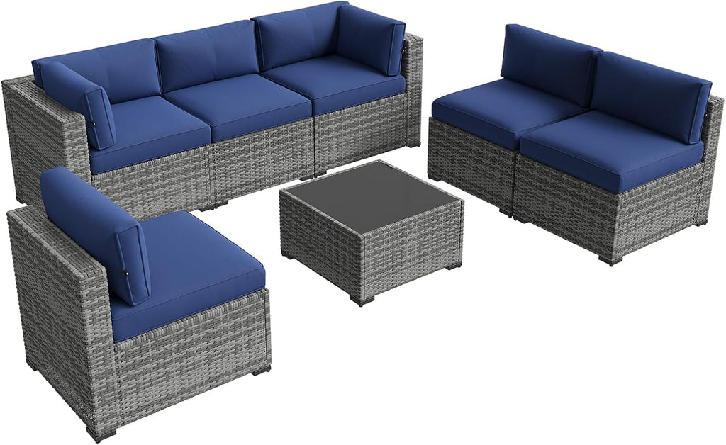Aoxun Patio Furniture Sets, 7-Piece Outdoor Patio Furniture with Thick Cushions