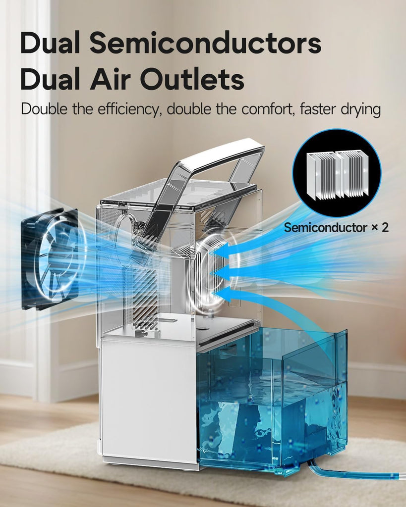 Small Dehumidifier with Drain Hose, Portable Dehumidifier for Bathroom