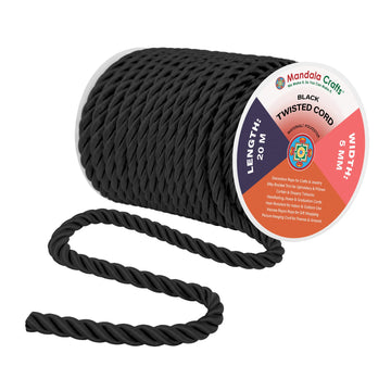 Braided Black Twisted Cord Trim Decorative Rope for Crafts