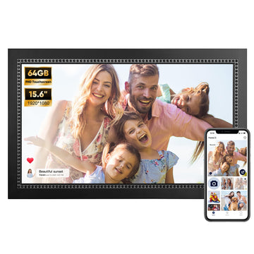 Digital Picture Frame 15.6 Inch Digital Photo Frame with 64GB Storage, 1920 * 1080 IPS FHD Touchscreen, WiFi Smart