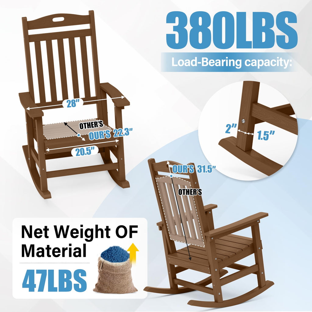 Rocking Chair Outdoor, Oversize Rocking Chair HIPS, Set of 4, Teak