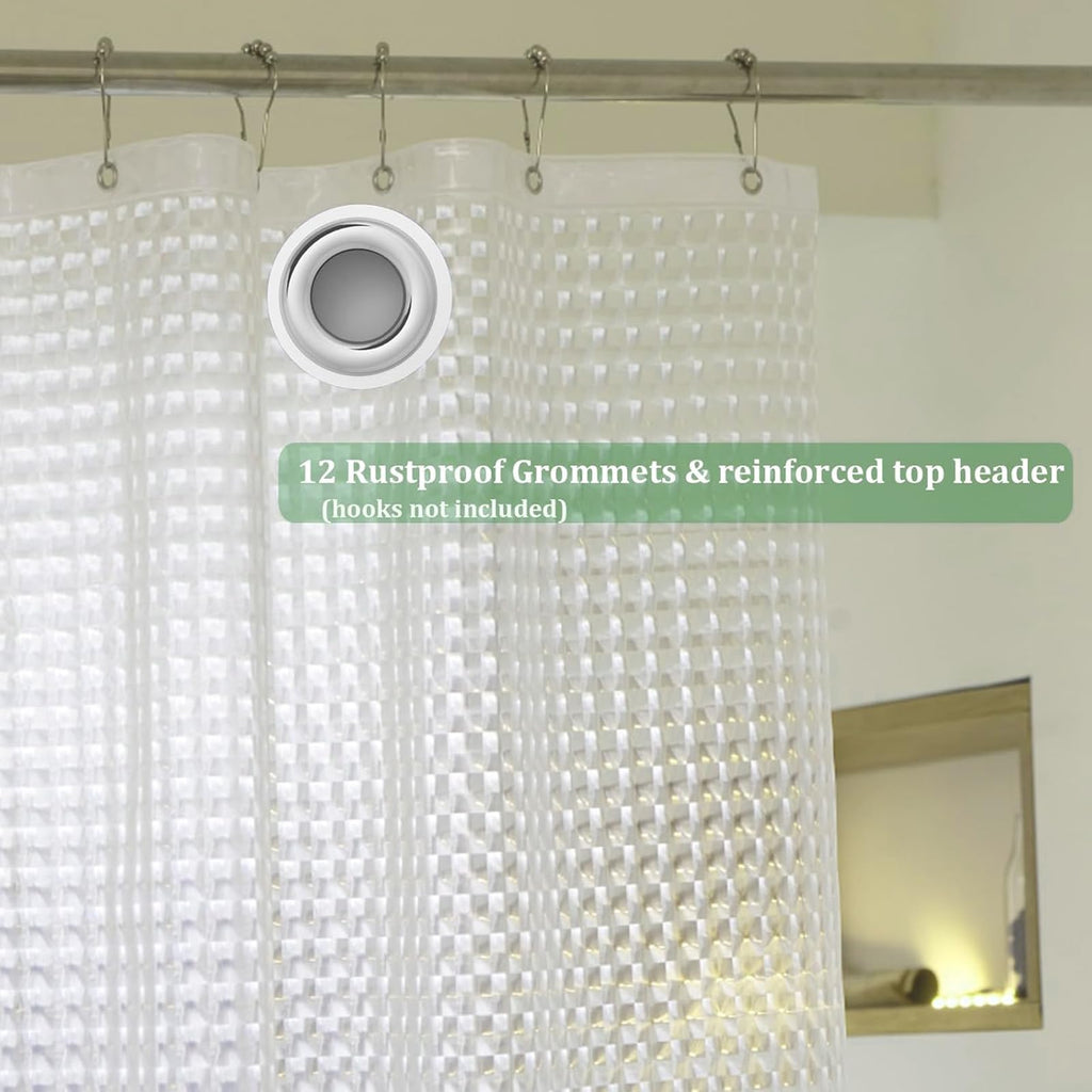 76 inch Long Shower Curtain Liner, EVA Heavy Duty Longer Bath Clear Shower Liner with 3 Strong Weighted Magnets, 100%