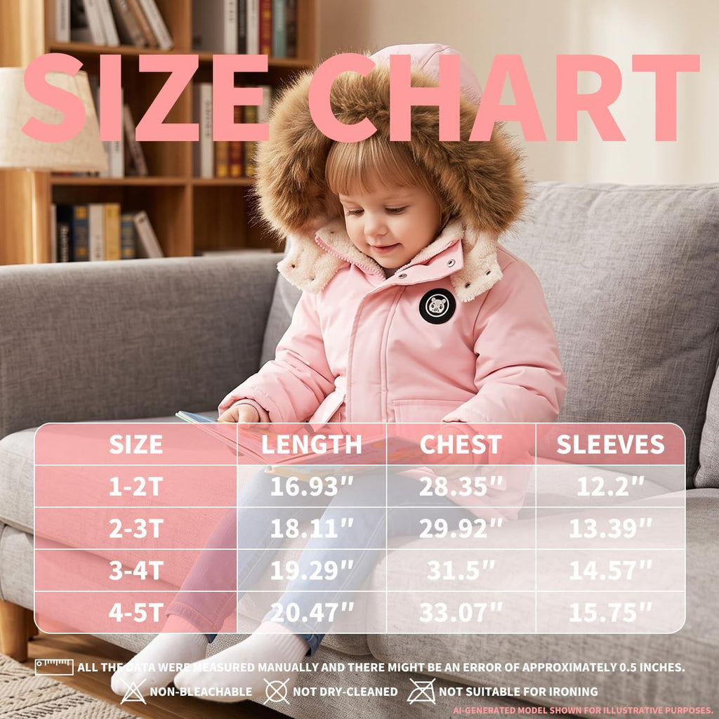 Toddler Winter Coat Baby Jacket Snow Hoodie Puffer Fleece Clothes