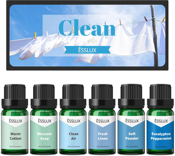 Fragrance Oil, Clean Set of Scented Oils, Essential Oils for Diffuser, Premium Soap & Candle Making Scents - Set of 6