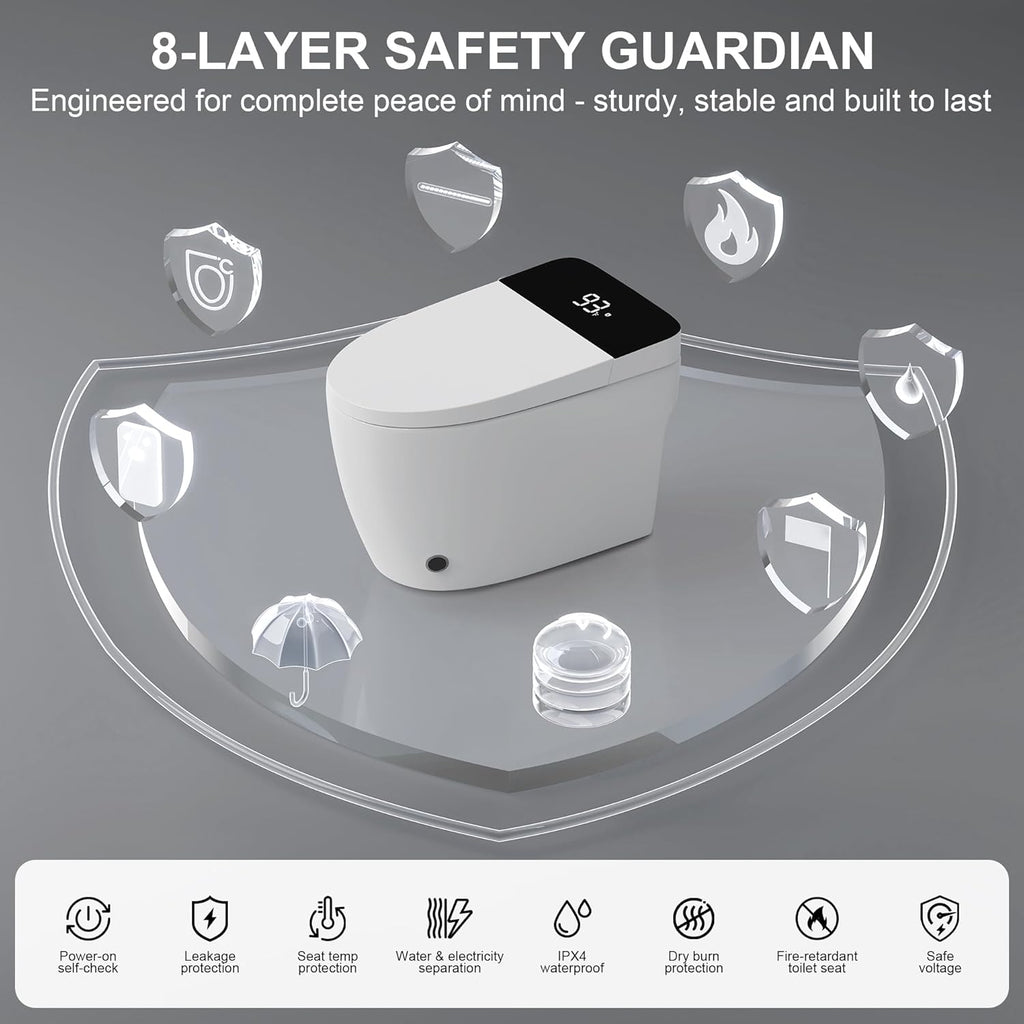 Smart Toilet with Elongated Heated Seat, Auto Flush, Manual Soft-Close Seat & Lid, Night Light