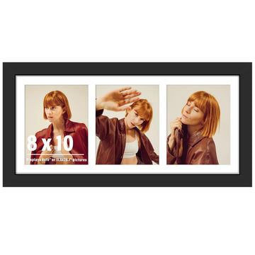 11.5x26.1 3 Opening Collage Frame For 3 8x10 Photos Black