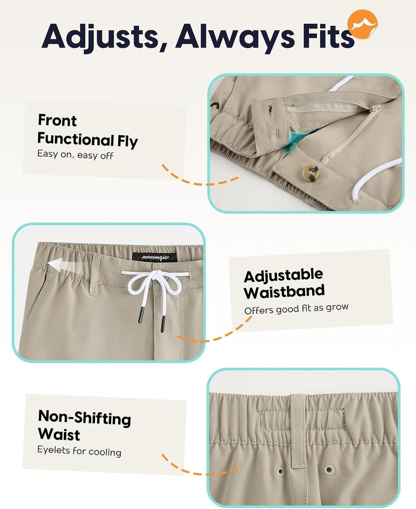 Boys Uniform Shorts Shorts with Liner, 5 Pockets and Elastic Waist
