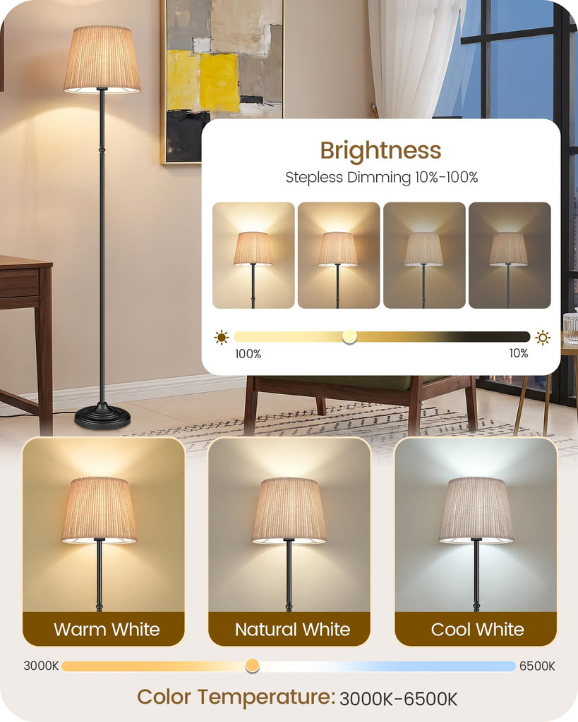 Dimmable Floor Lamp, 68" Tall Standing Lamp
