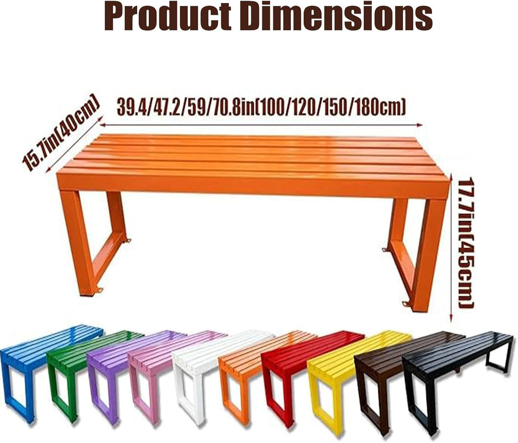 39in 47in 59in 71in Outdoor Metal Bench Weatherproof Outdoor Seating All-Weathe Backless Patio Bench With Slatted