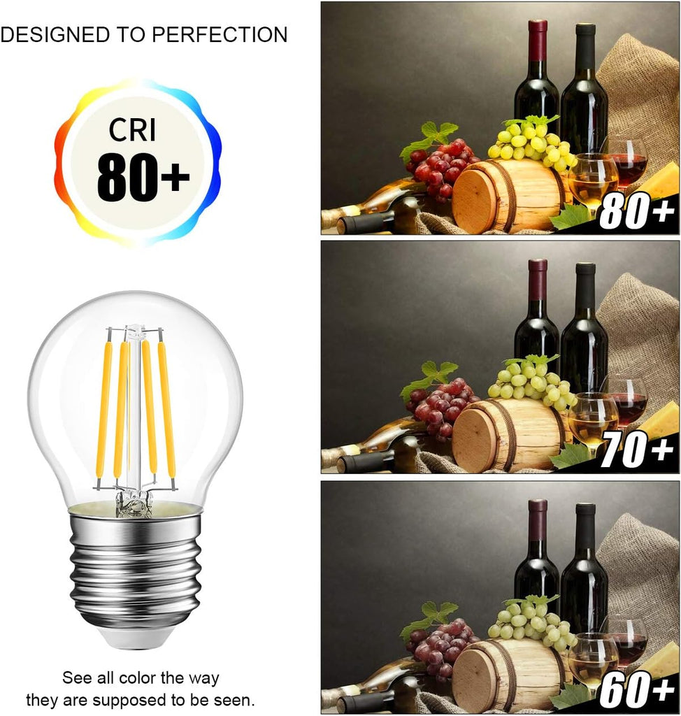 G14 LED Filament Globe Bulb 5.5W(60W Equivalent), Dimmable 2700K Warm White E26 Screw Base, Decorative Edison Light