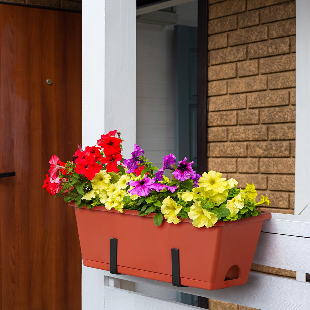 Window Boxes Planters 17'' Railing Planter Box with Adjustable Brackets