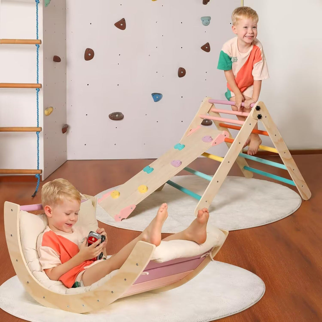 Triangle Set with Cushion Large, 5 in 1 Toddler Climbing Toys Indoor