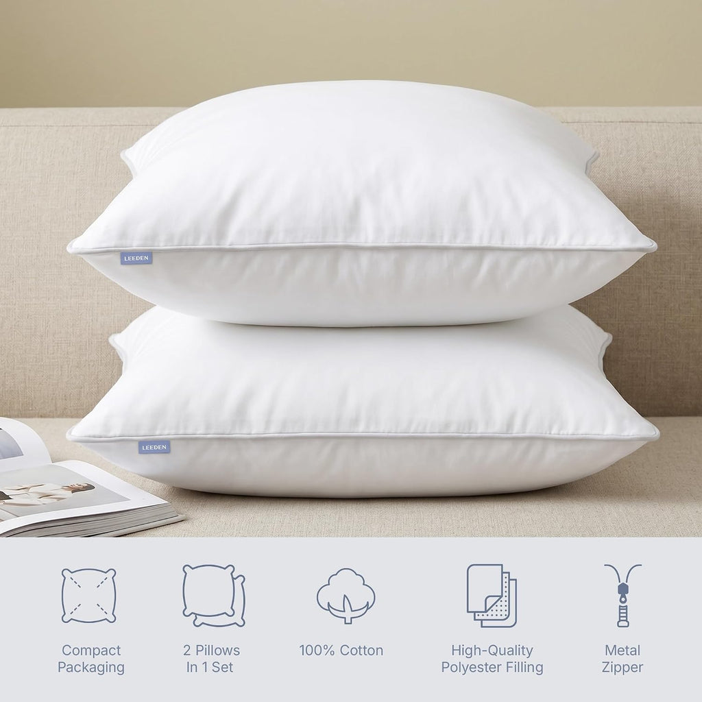 20x20 Throw Pillow Inserts-100% Cotton Cover - Set of 2